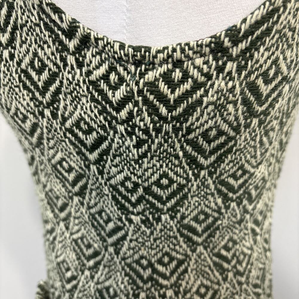 Vintage 70s Bobbie Brooks Wool Vest Green Woven Geometric Boho Hippie Waistcoat - Picture 5 of 16